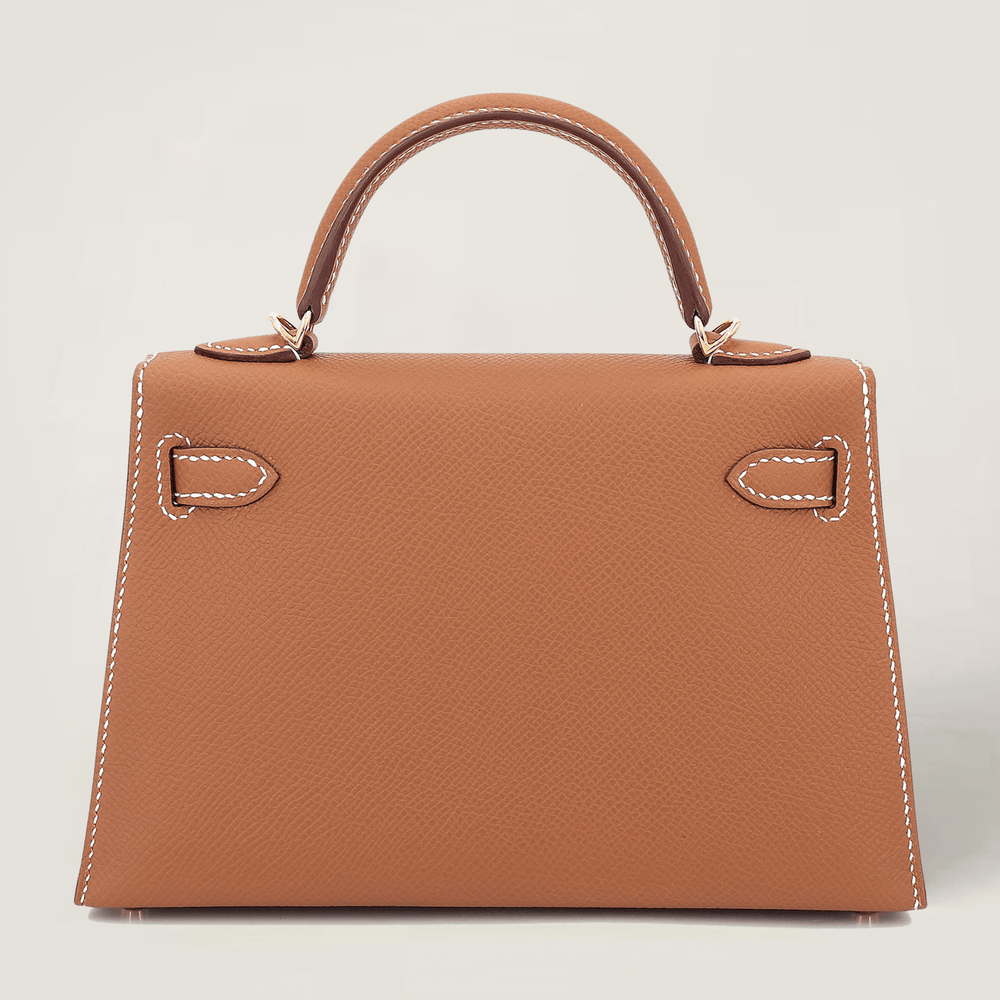Arvelle Compact II Champagne Gold Cross-Grain Calfskin Handbag - Arvelle Paris