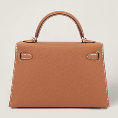 Arvelle Compact II Champagne Gold Cross-Grain Calfskin Handbag - Arvelle Paris