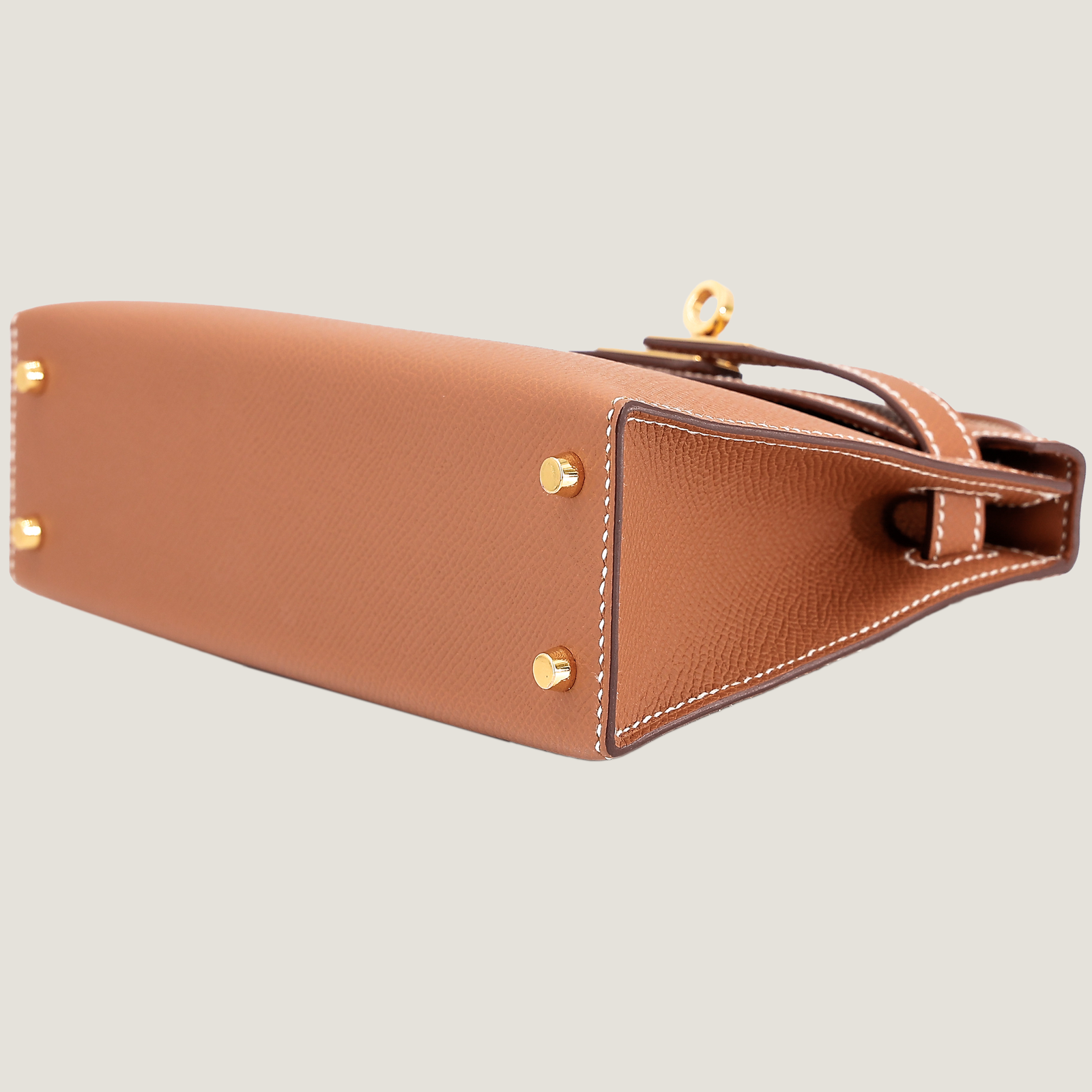 Arvelle Compact II Champagne Gold Cross-Grain Calfskin Handbag - Arvelle Paris