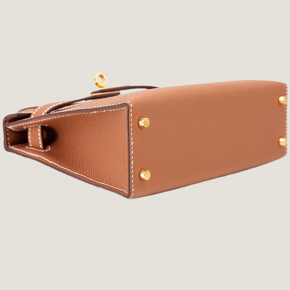 Arvelle Compact II Champagne Gold Cross-Grain Calfskin Handbag - Arvelle Paris