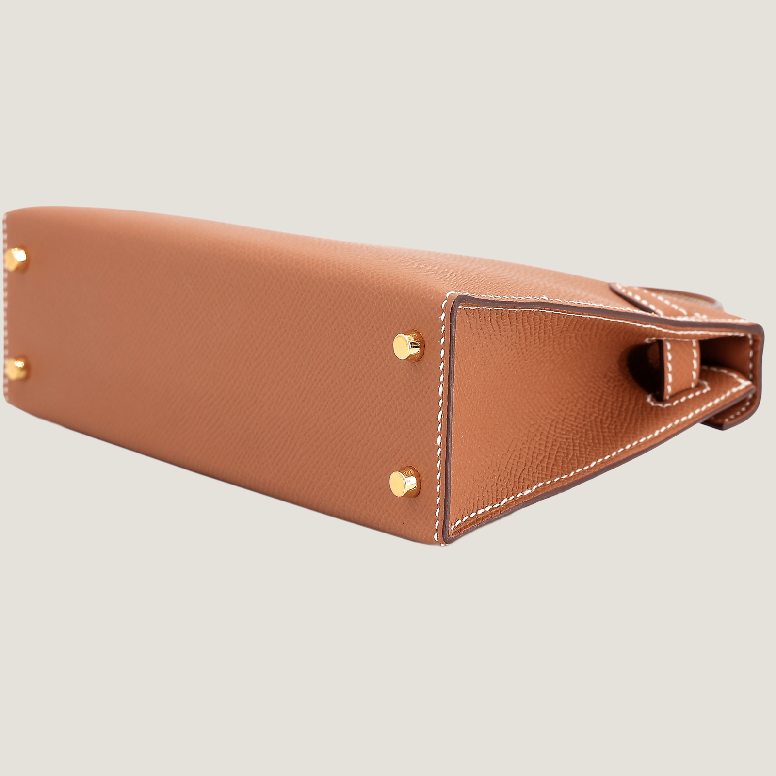 Arvelle Compact II Champagne Gold Cross-Grain Calfskin Handbag - Arvelle Paris