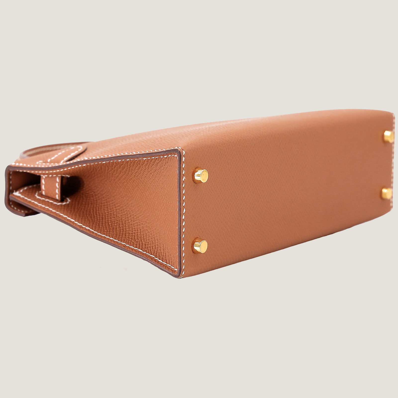 Arvelle Compact II Champagne Gold Cross-Grain Calfskin Handbag - Arvelle Paris