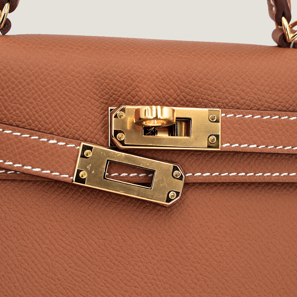Arvelle Compact II Champagne Gold Cross-Grain Calfskin Handbag - Arvelle Paris