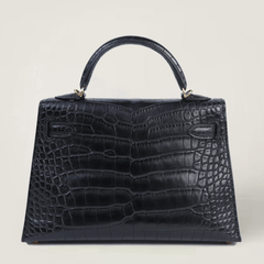 Arvelle Compact II Black Matte Alligator Handbag - Arvelle Paris
