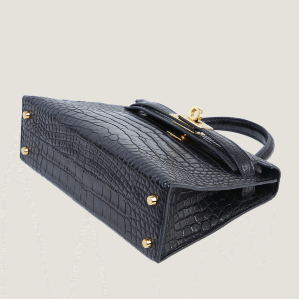 Arvelle Compact II Black Matte Alligator Handbag - Arvelle Paris