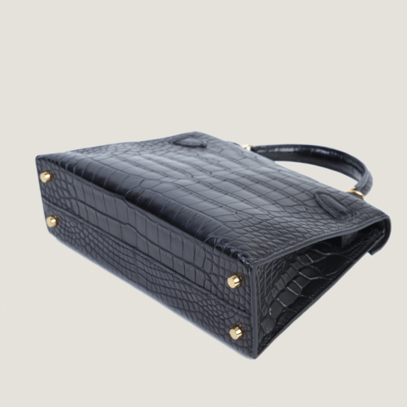 Arvelle Compact II Black Matte Alligator Handbag - Arvelle Paris
