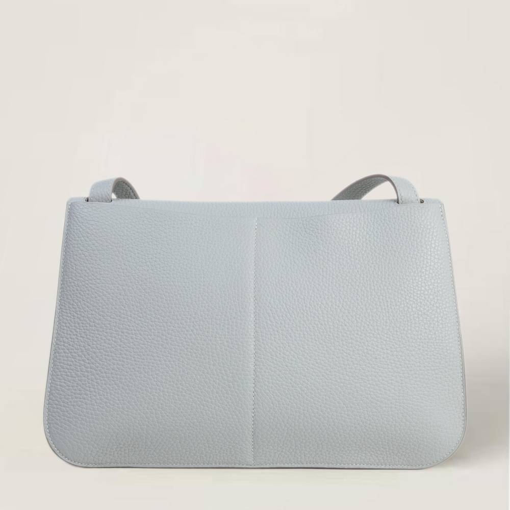 31cm Pearl Grey Soft Grain Calfskin Handbag - Arvelle Paris