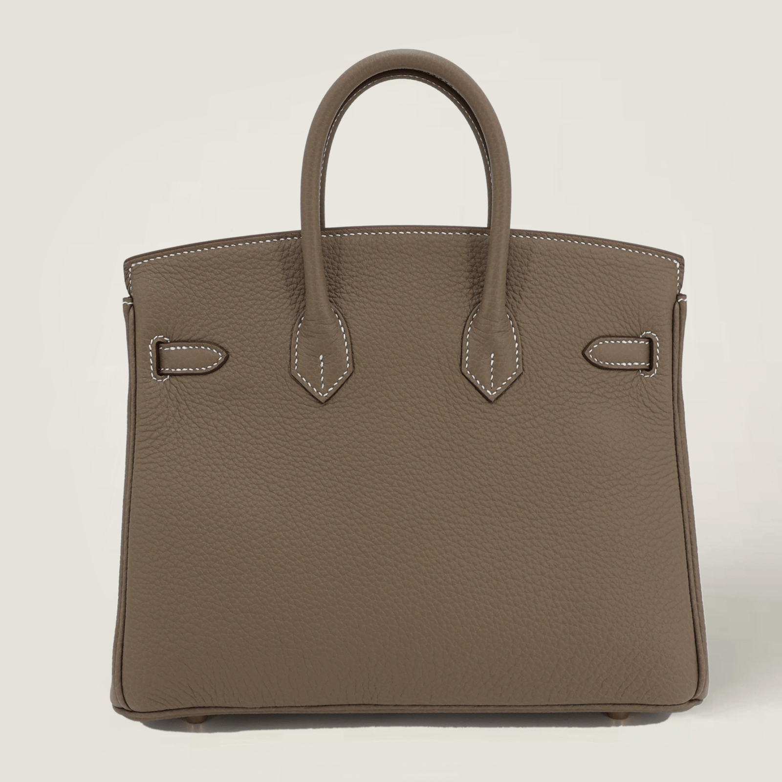 25cm Taupe Pebbled Calfskin Handbag - Arvelle Paris