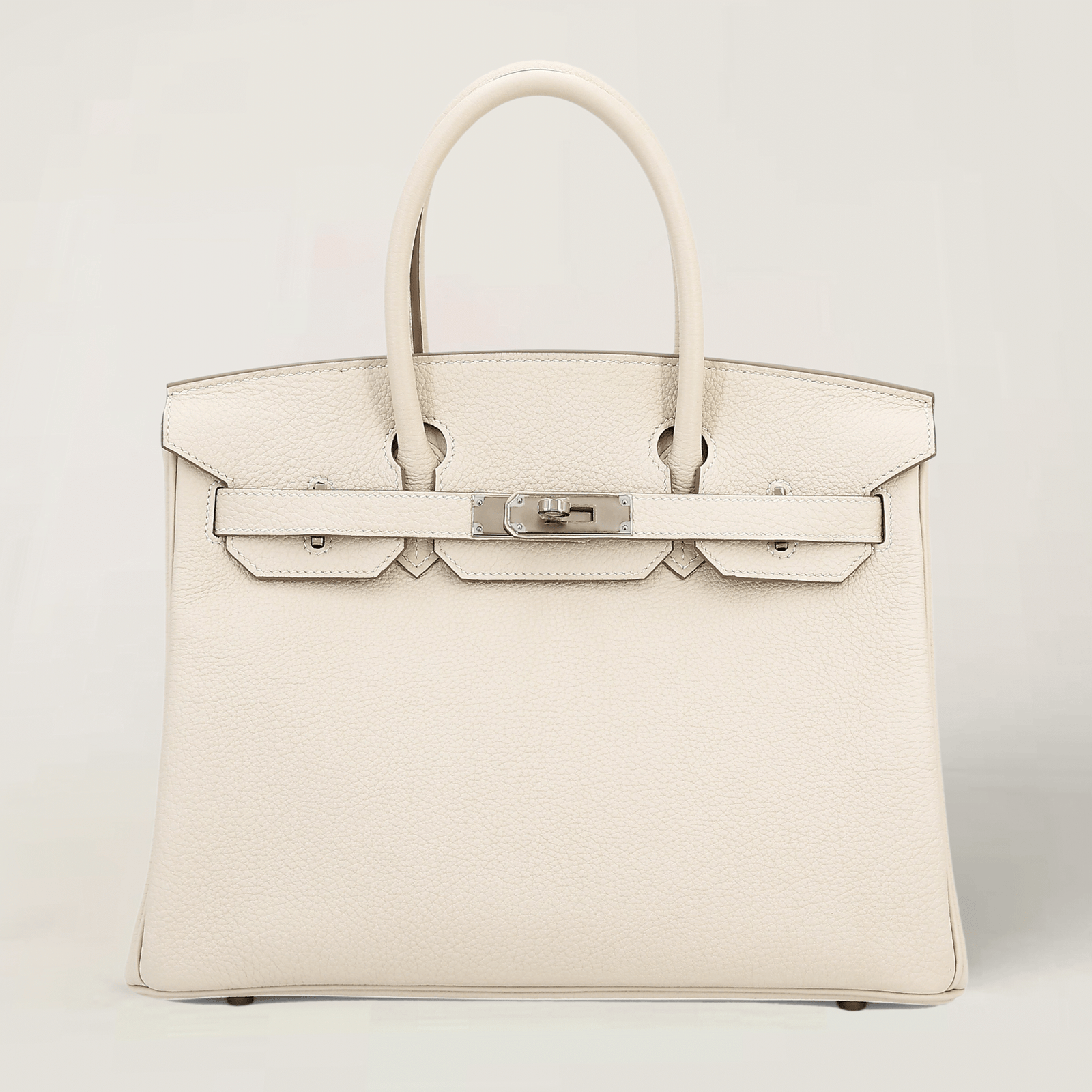 30cm Chalk White Pebbled Calfskin Handbag - Arvelle Paris