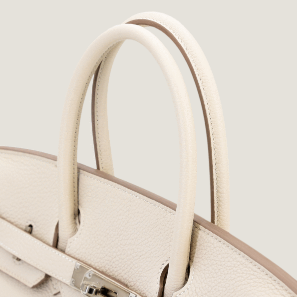 30cm Chalk White Pebbled Calfskin Handbag - Arvelle Paris
