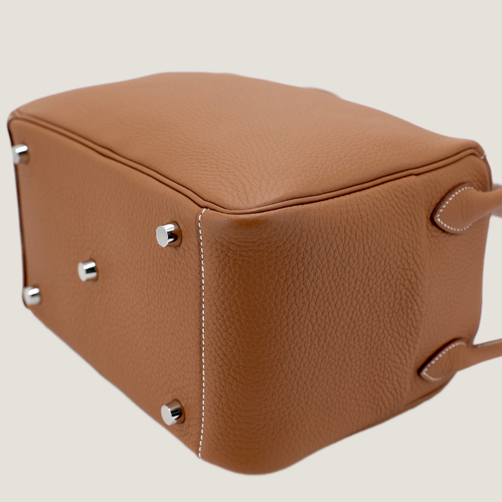 26cm Champagne Gold Soft Grain Calfskin Handbag - Arvelle Paris