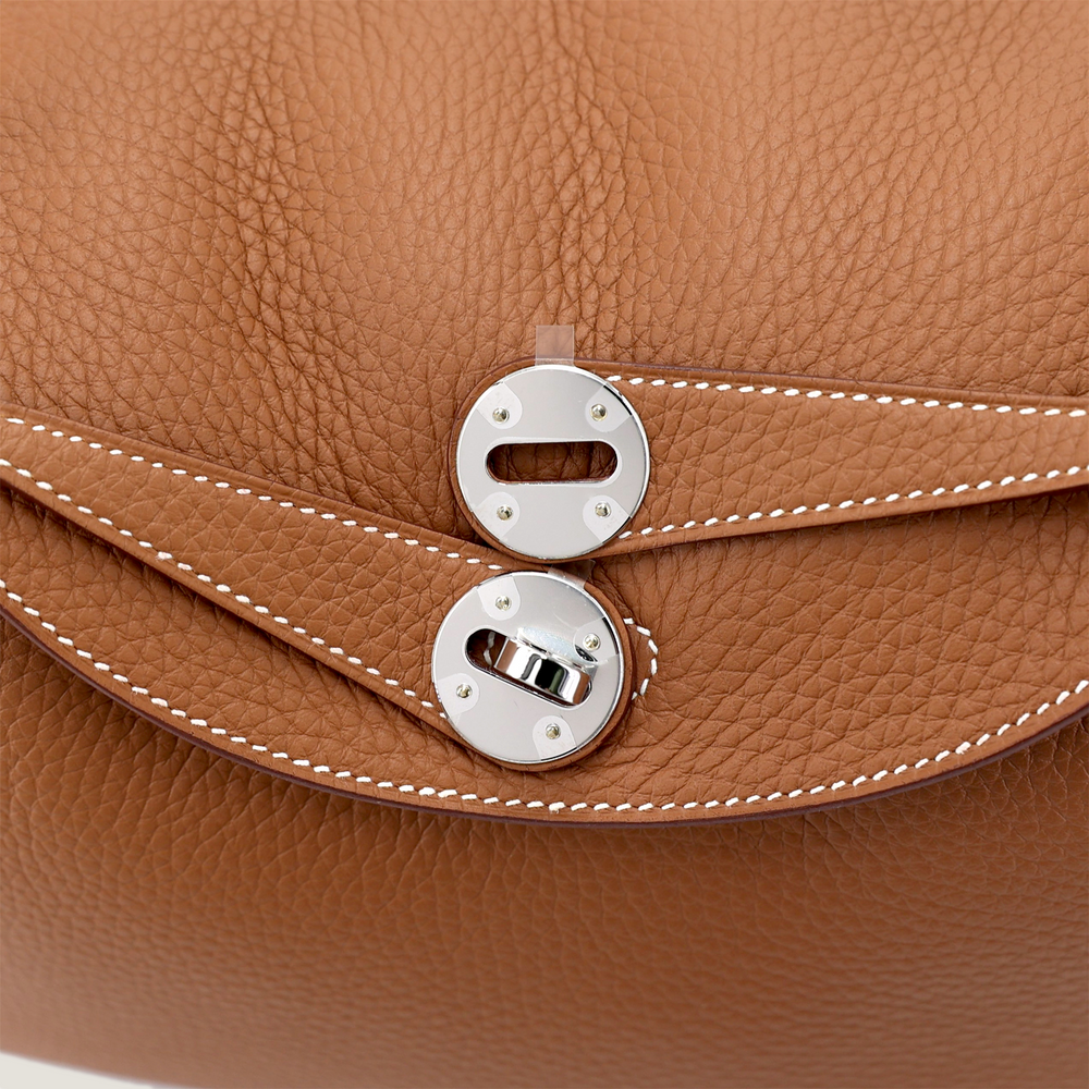26cm Champagne Gold Soft Grain Calfskin Handbag - Arvelle Paris