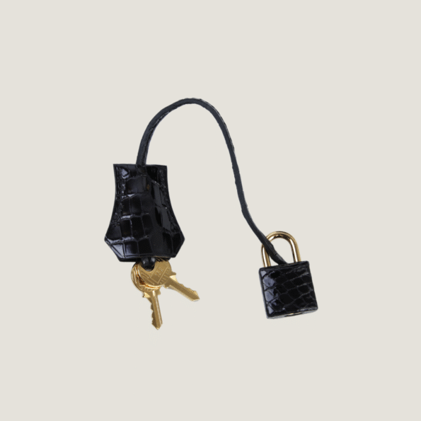 25cm Black Shiny Crocodile Handbag - Arvelle Paris