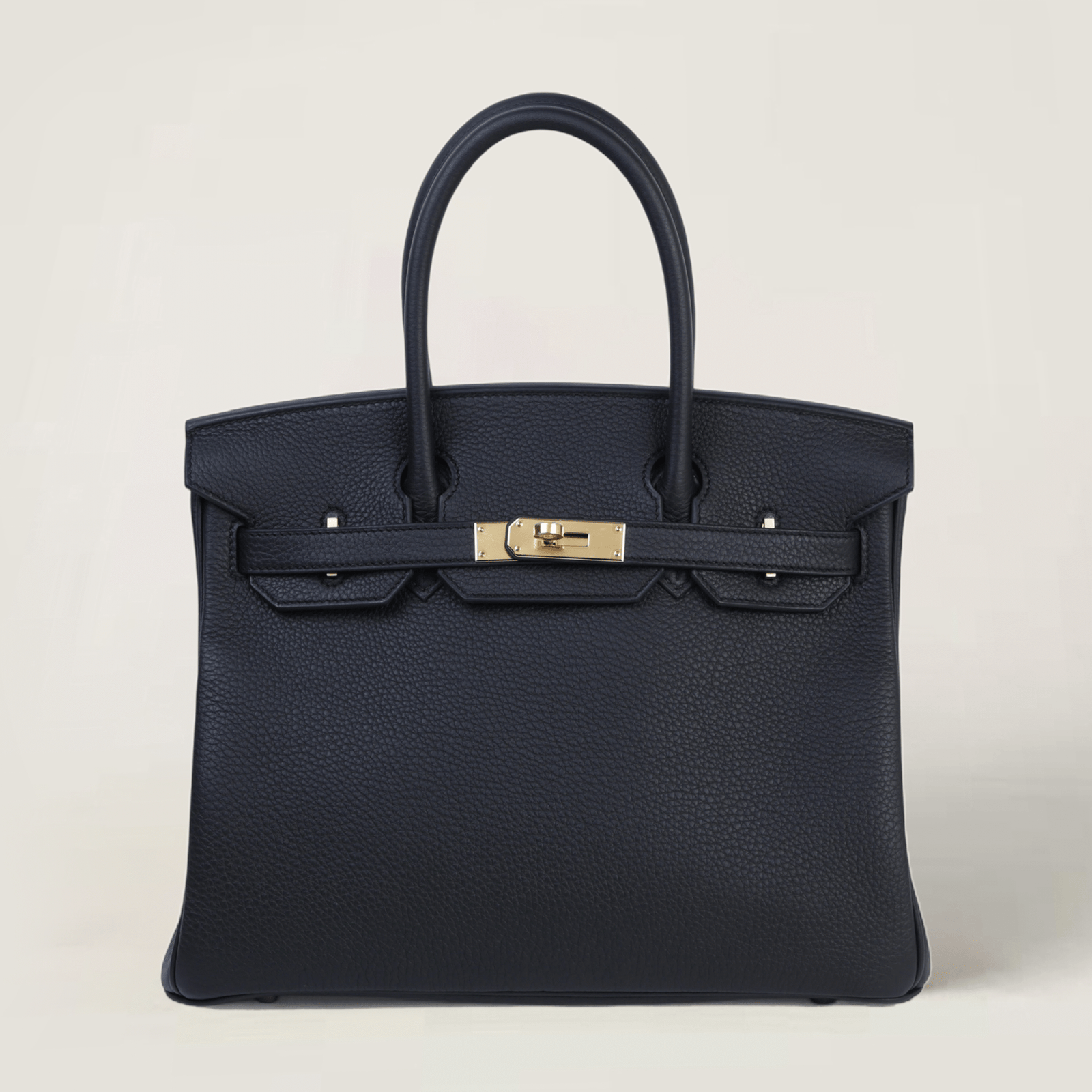 30cm Black Pebbled Calfskin Handbag - Arvelle Paris