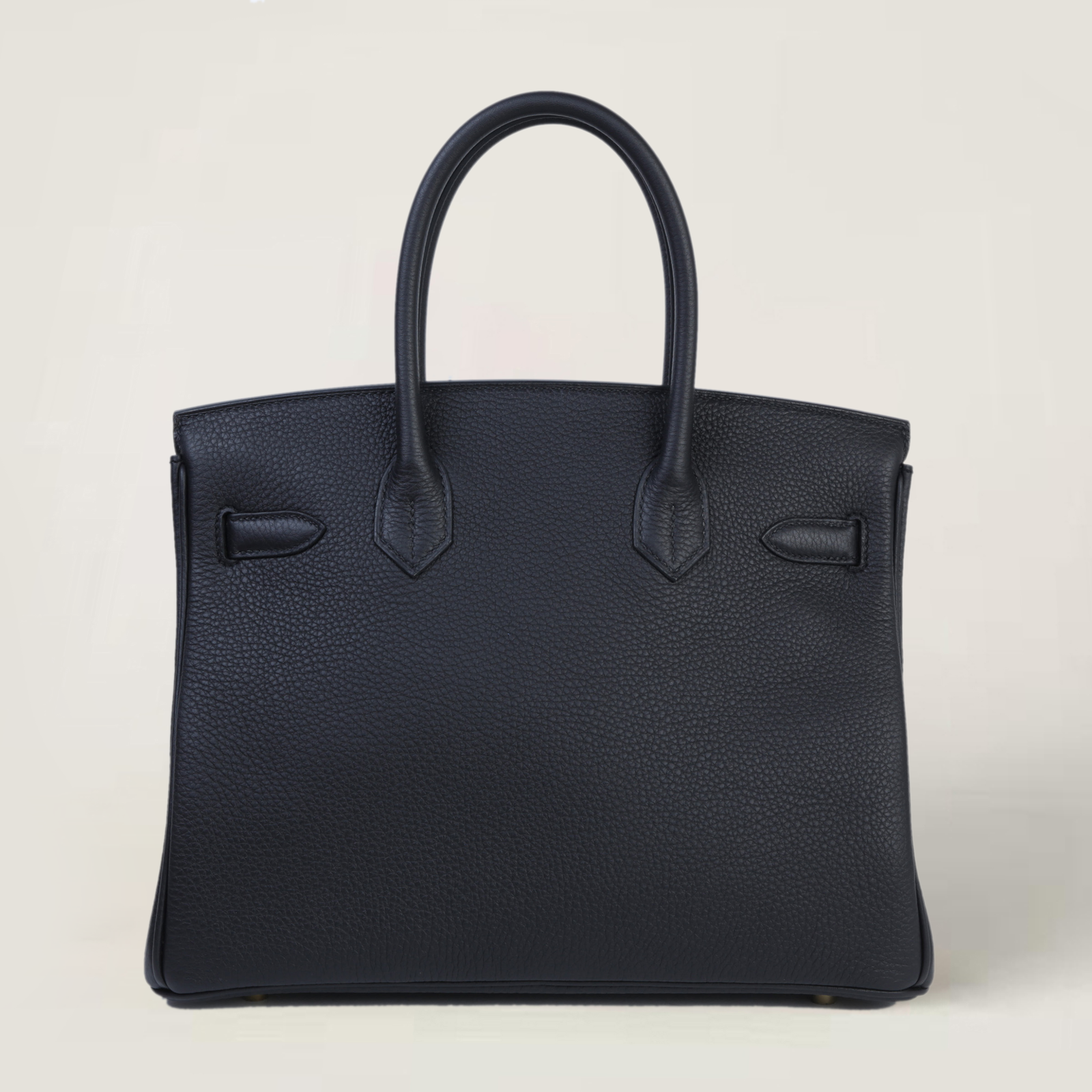 30cm Black Pebbled Calfskin Handbag - Arvelle Paris