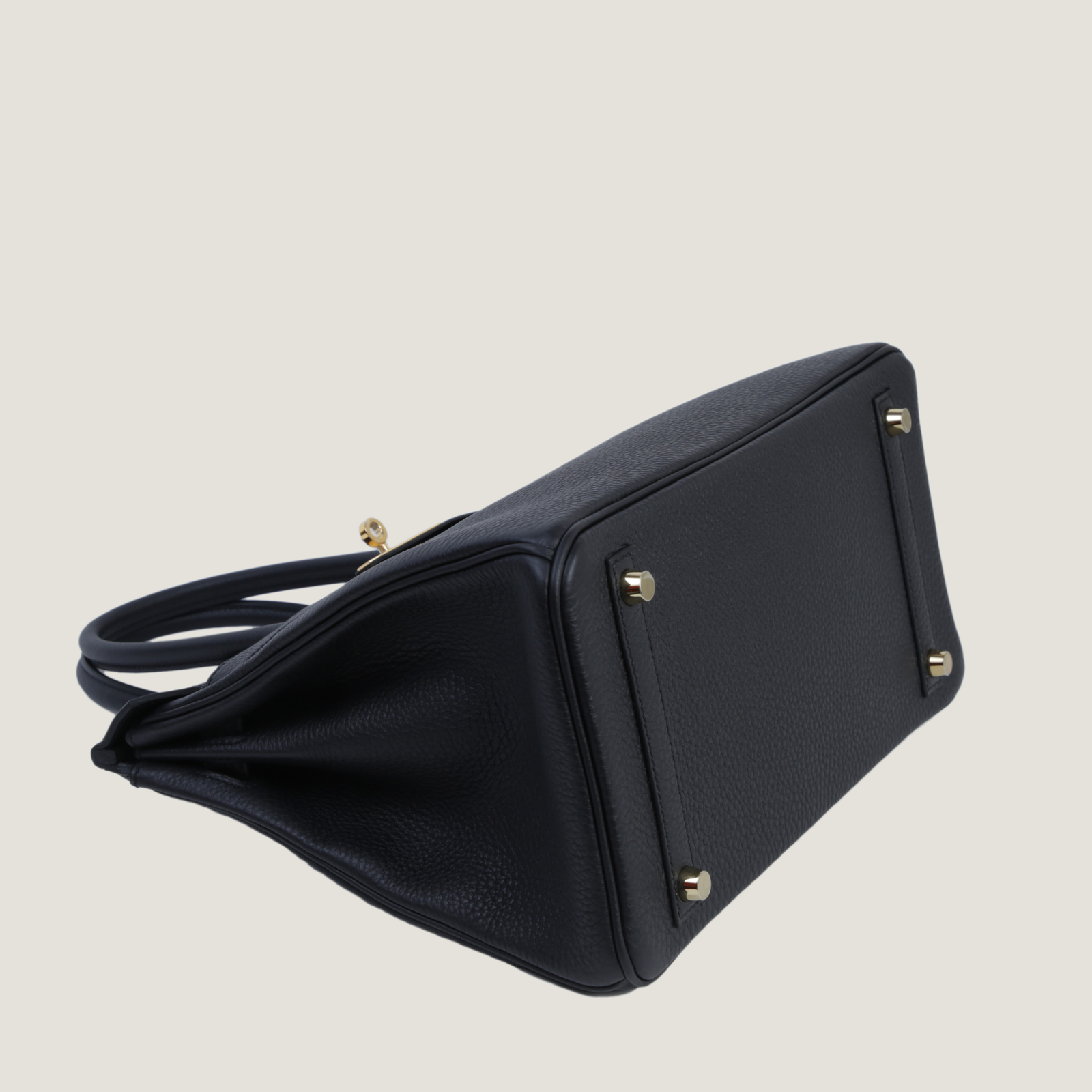 30cm Black Pebbled Calfskin Handbag - Arvelle Paris