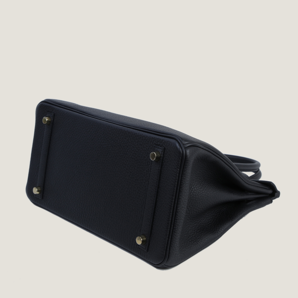 30cm Black Pebbled Calfskin Handbag - Arvelle Paris