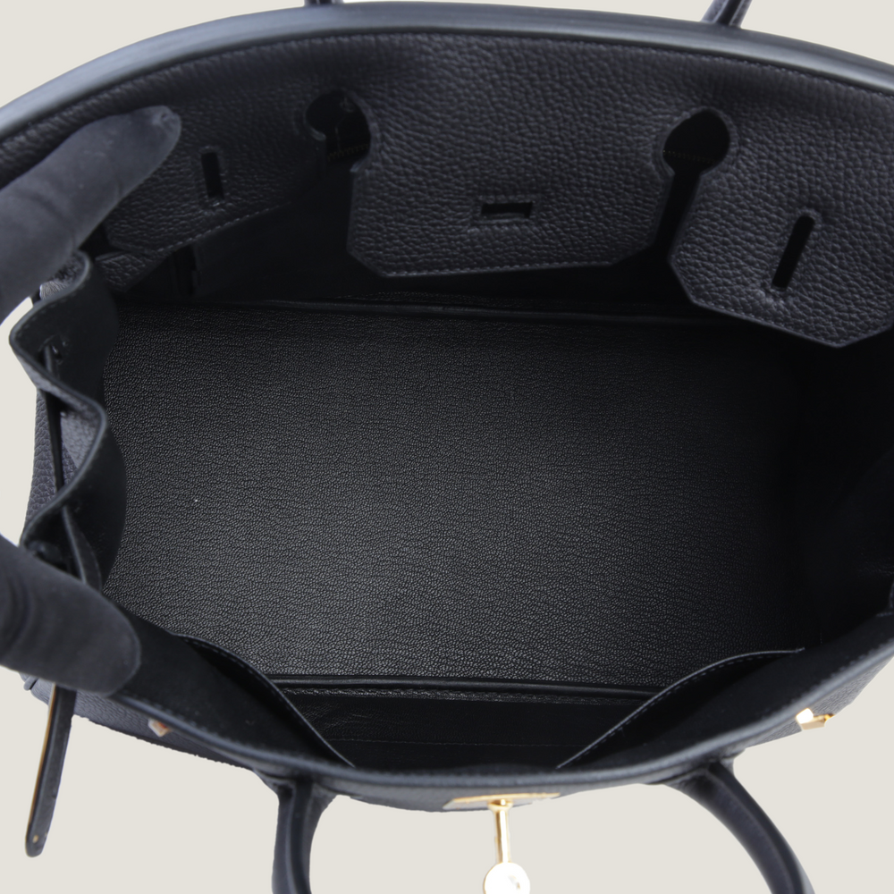 30cm Black Pebbled Calfskin Handbag - Arvelle Paris