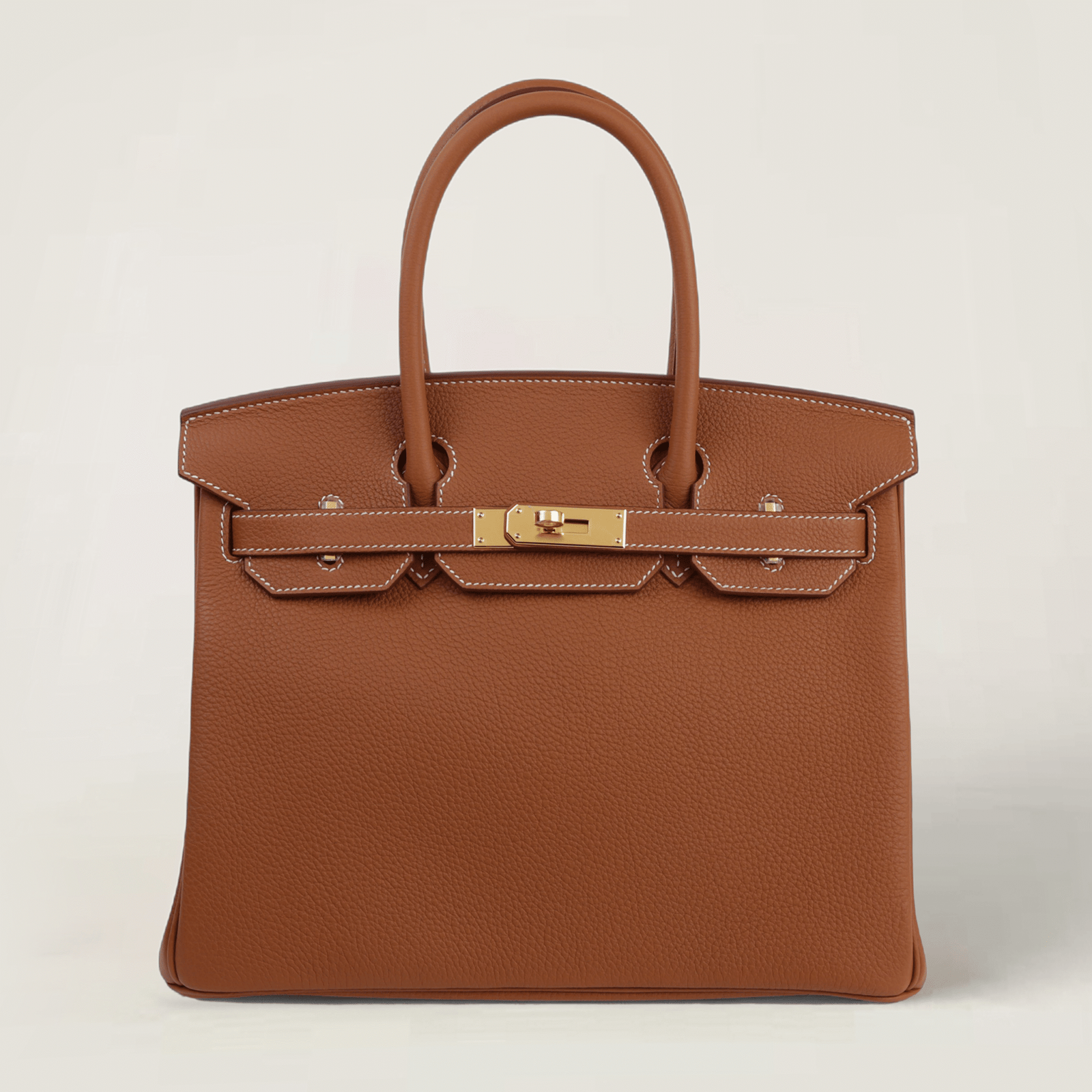 30cm Champagne Gold Pebbled Calfskin Handbag - Arvelle Paris