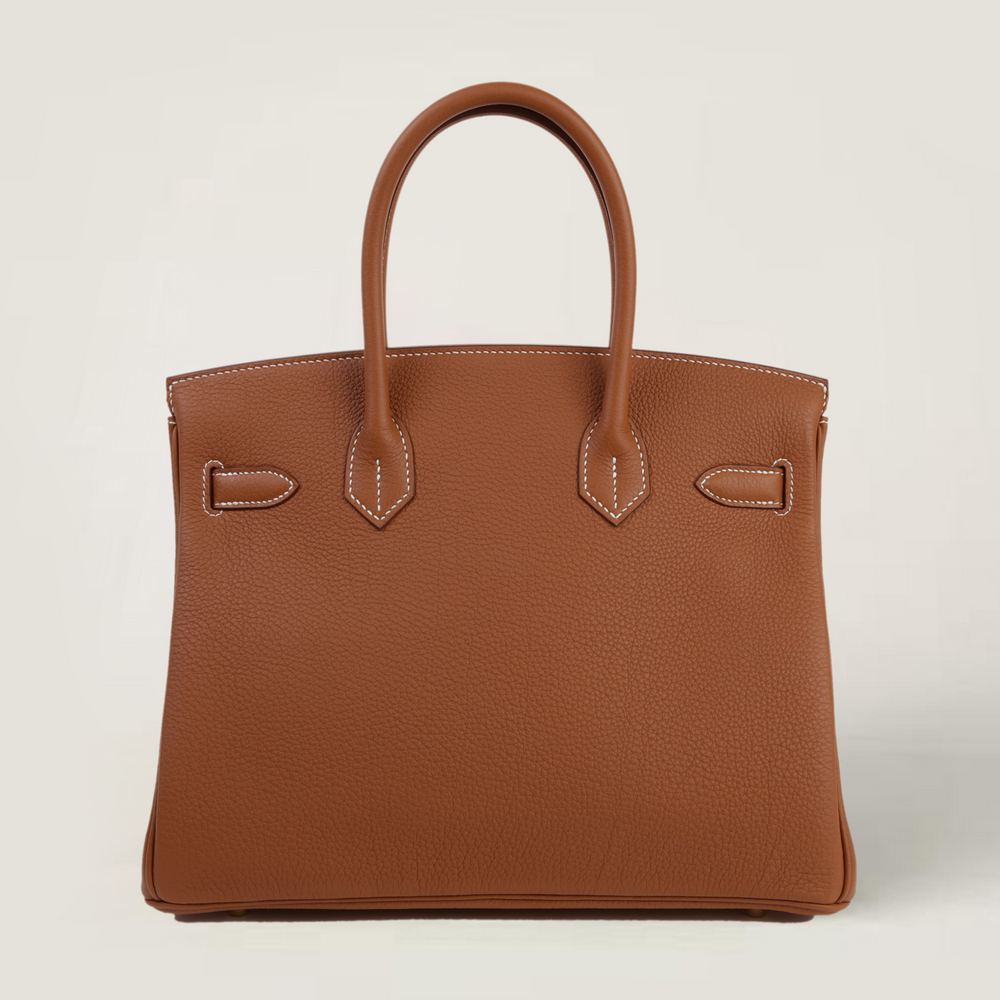 30cm Champagne Gold Pebbled Calfskin Handbag - Arvelle Paris