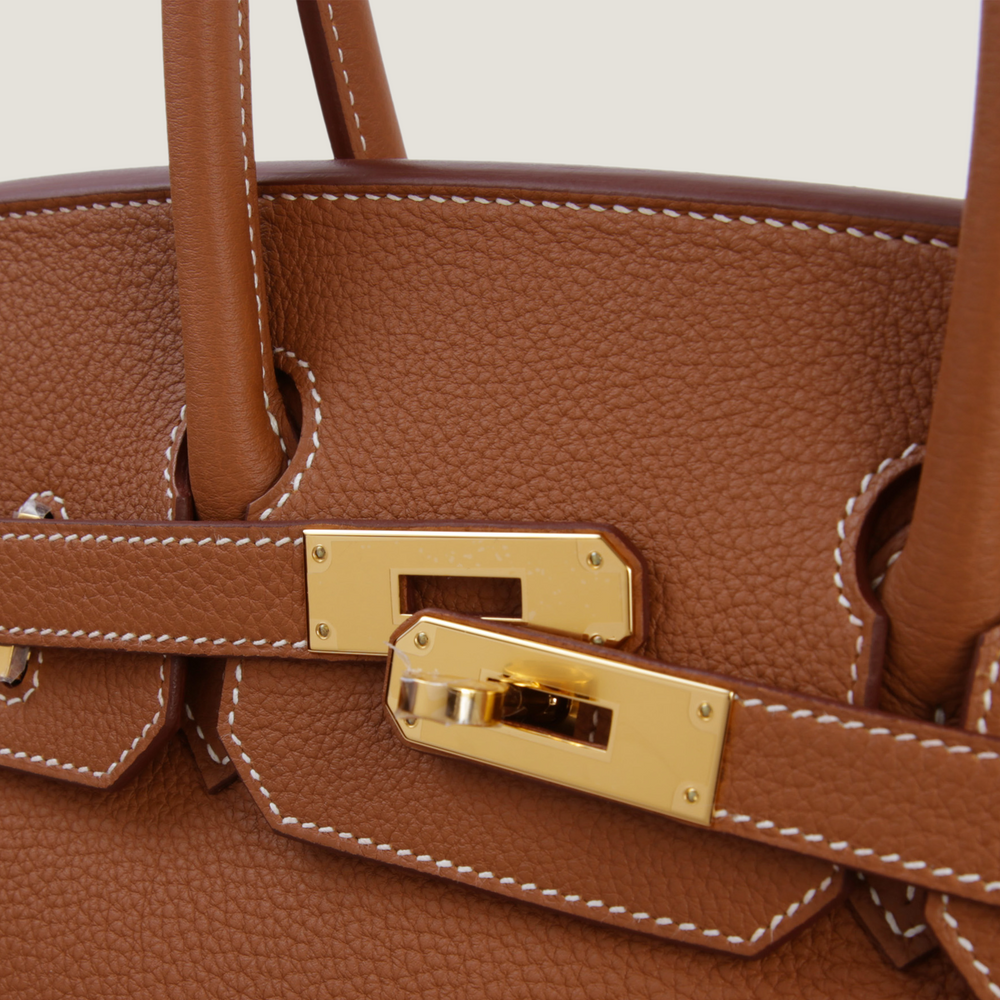 30cm Champagne Gold Pebbled Calfskin Handbag - Arvelle Paris