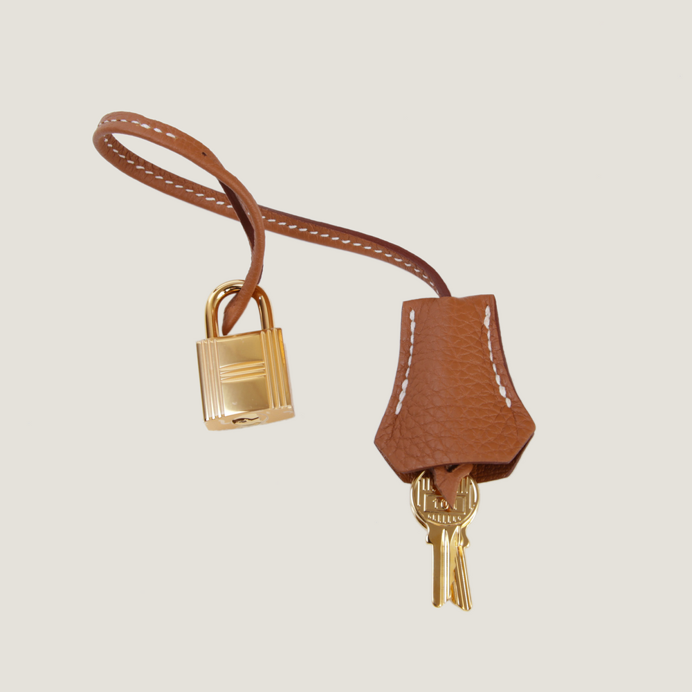 30cm Champagne Gold Pebbled Calfskin Handbag - Arvelle Paris
