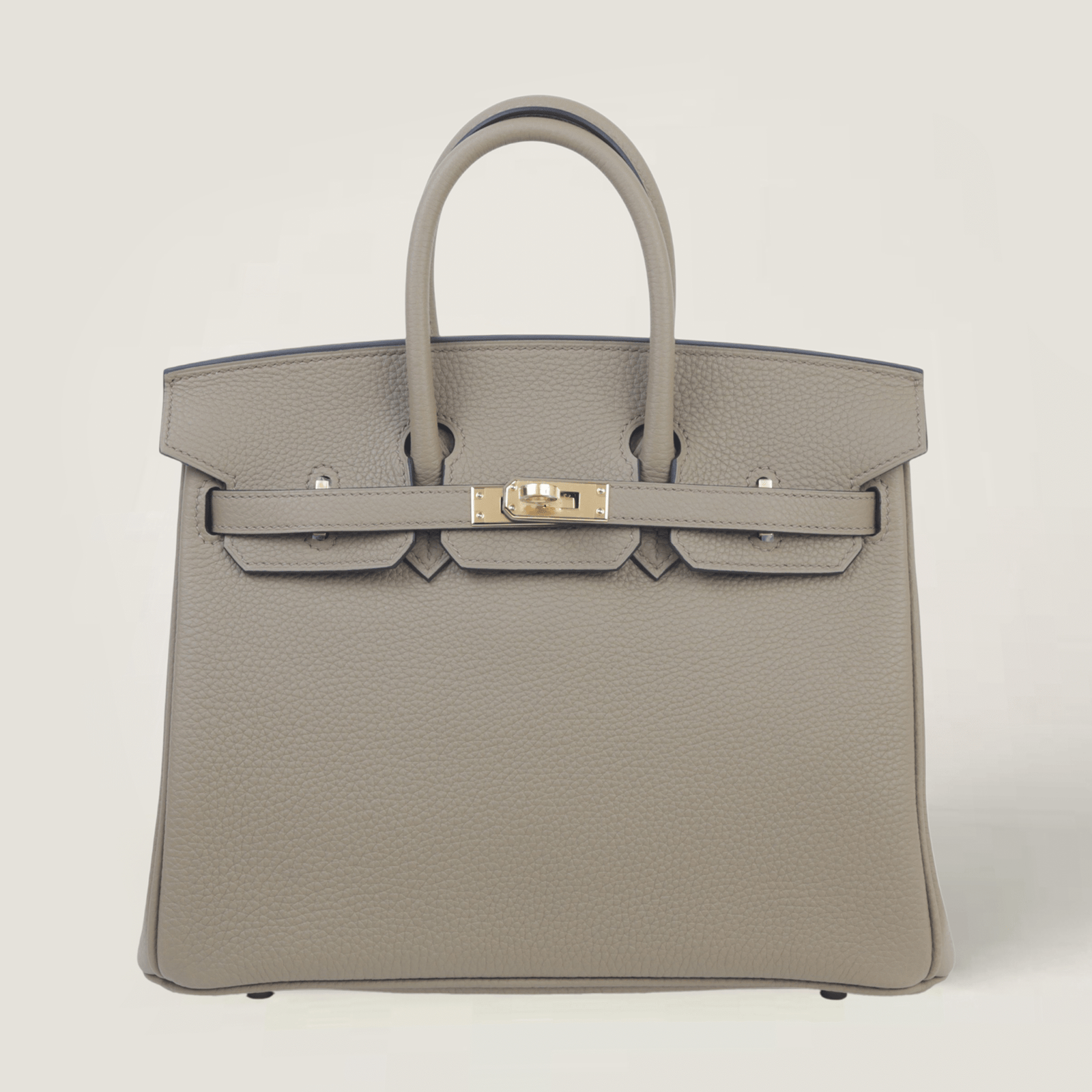 25cm Warm Beige Pebbled Calfskin Handbag - Arvelle Paris