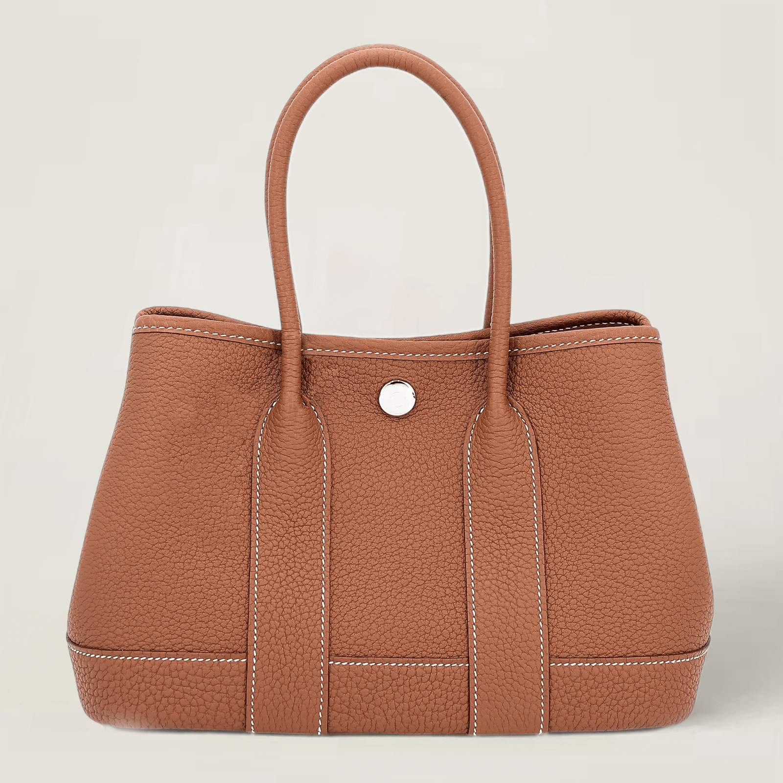 23cm Champagne Gold Open-Grain Calfskin Tote - Arvelle Paris