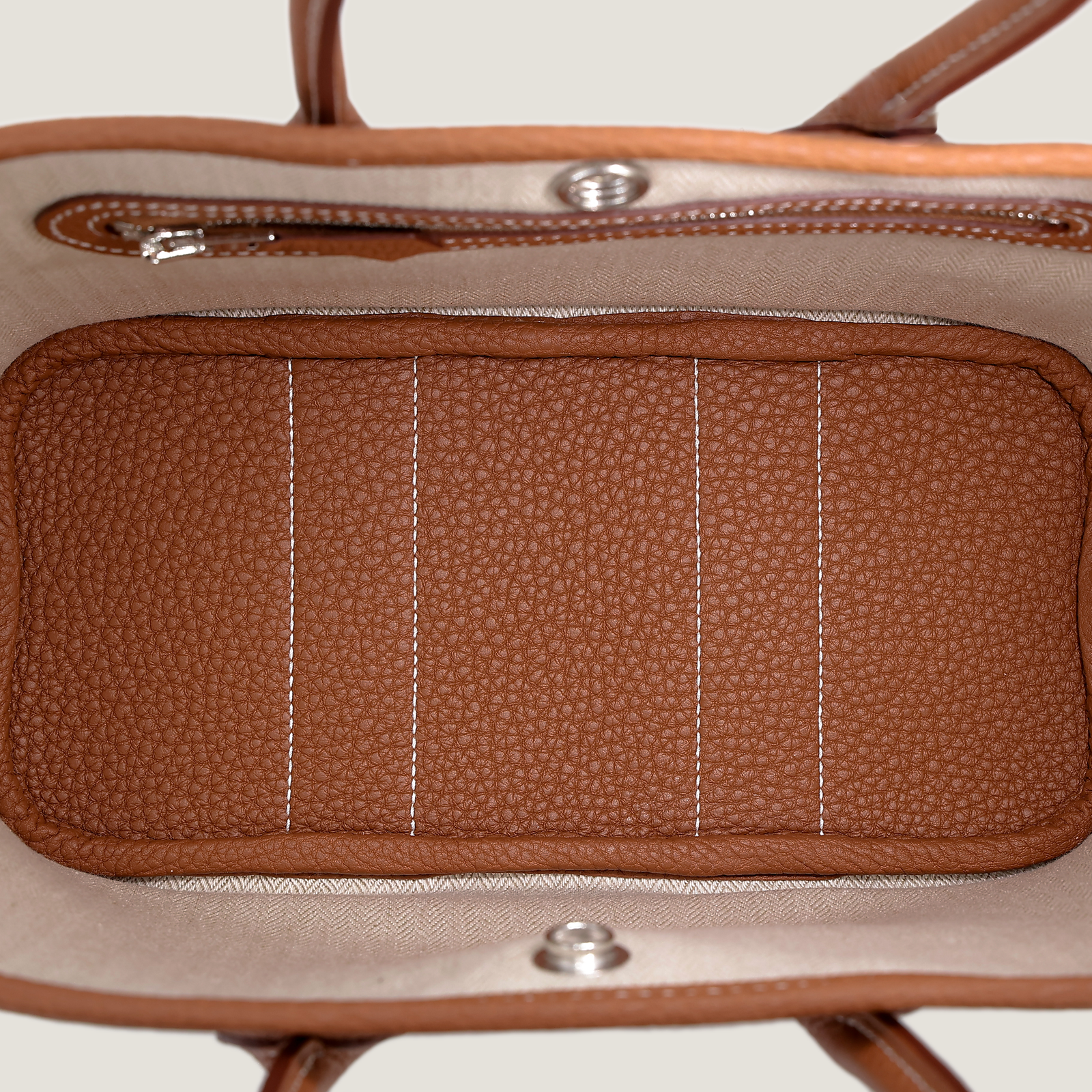 23cm Champagne Gold Open-Grain Calfskin Tote - Arvelle Paris