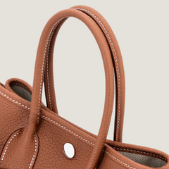 23cm Champagne Gold Open-Grain Calfskin Tote - Arvelle Paris