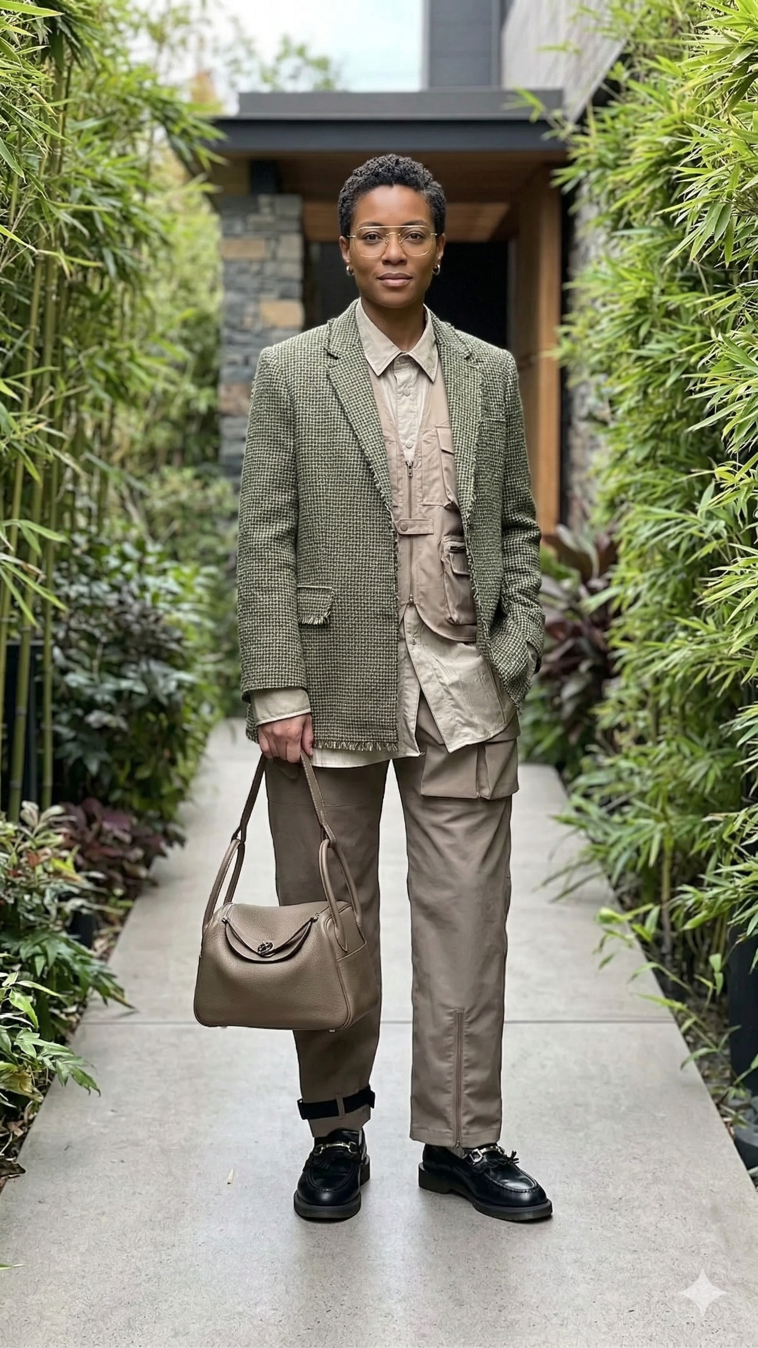 26cm Taupe Soft Grain Calfskin Handbag - Arvelle Paris