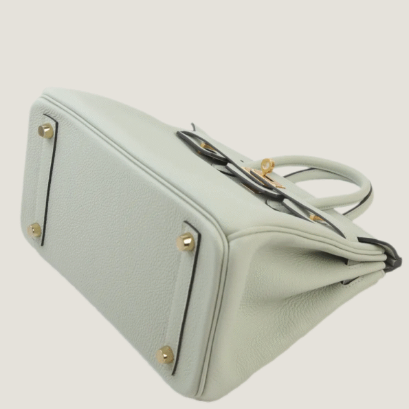 25cm Ice Grey Pebbled Calfskin Handbag - Arvelle Paris