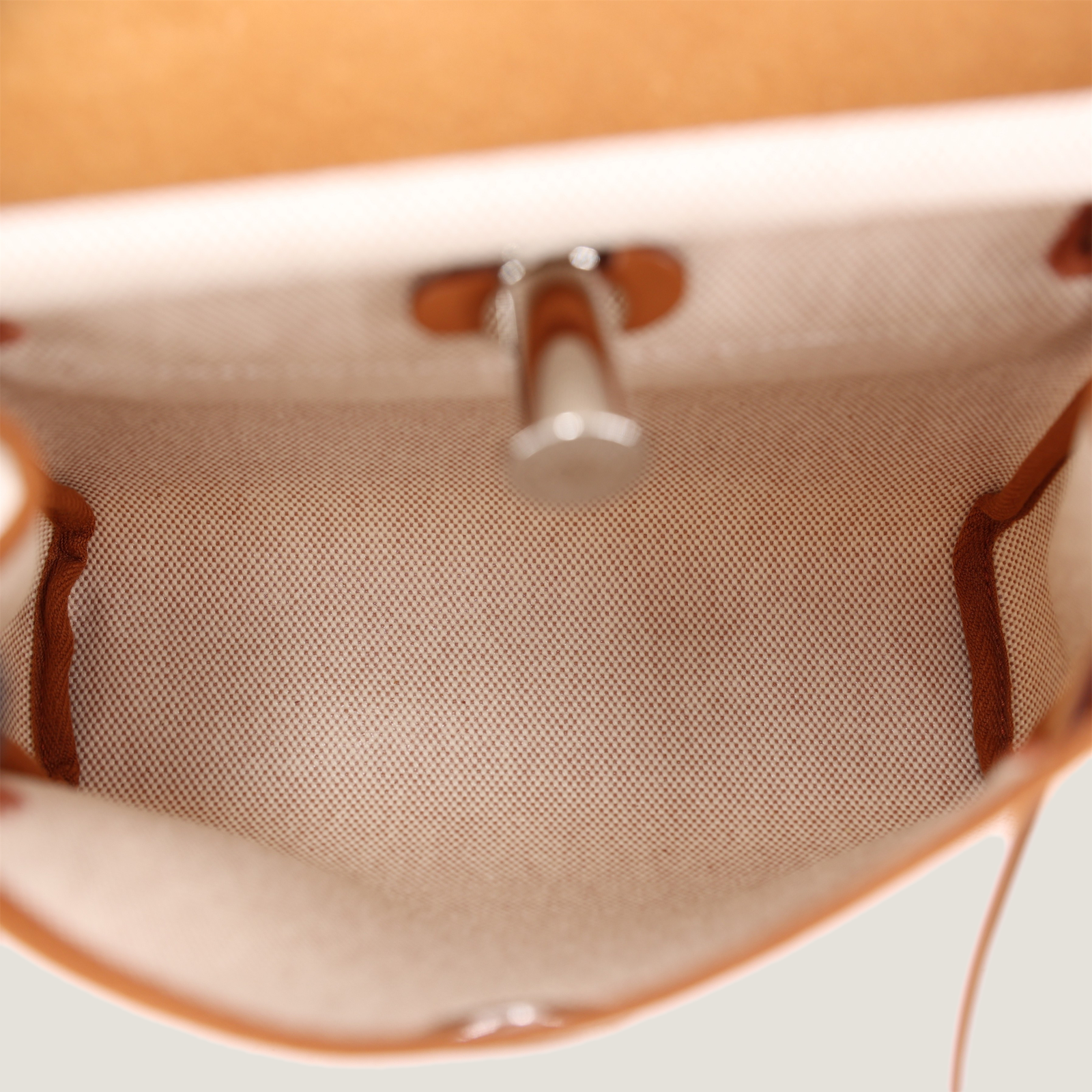 Zip Mini 20 Beige Militaire & Ecru Canvas with Saddle Leather - Arvelle Paris