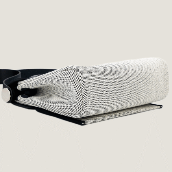 Zip Mini 20 Black & Ecru Canvas with Saddle Leather - Arvelle Paris