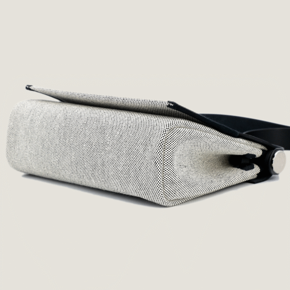 Zip Mini 20 Black & Ecru Canvas with Saddle Leather - Arvelle Paris