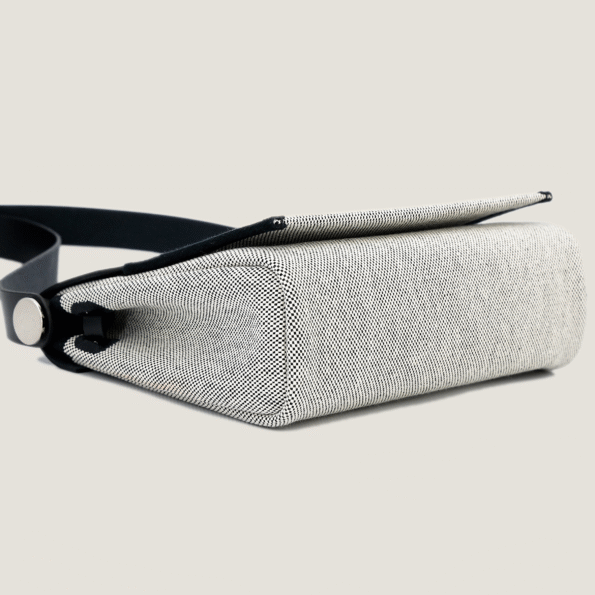 Zip Mini 20 Black & Ecru Canvas with Saddle Leather - Arvelle Paris