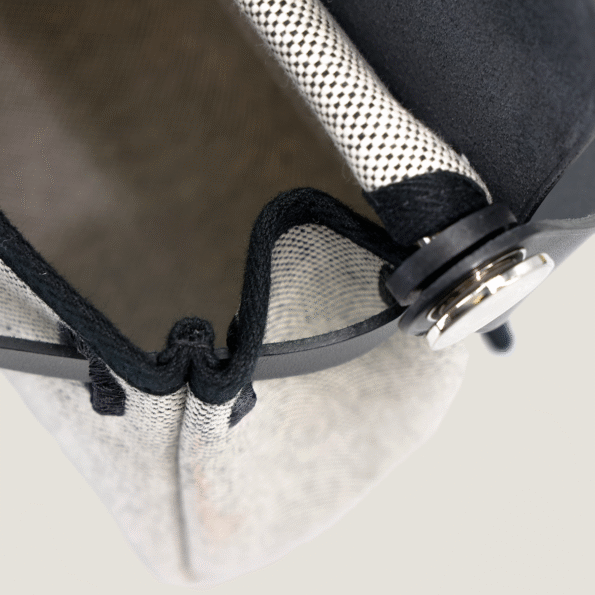 Zip Mini 20 Black & Ecru Canvas with Saddle Leather - Arvelle Paris