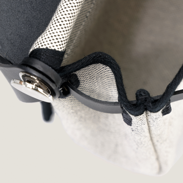 Zip Mini 20 Black & Ecru Canvas with Saddle Leather - Arvelle Paris