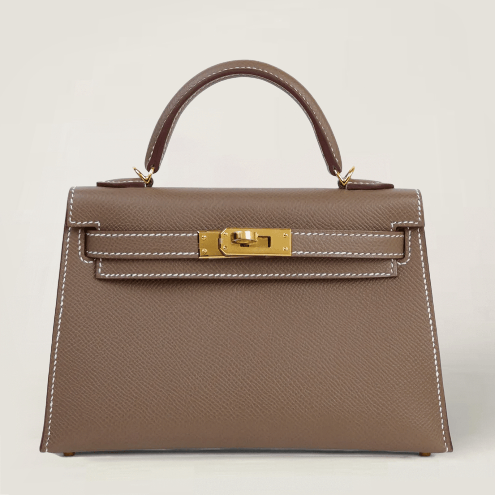 Arvelle Compact II Taupe Cross-Grain Calfskin Handbag - Arvelle Paris