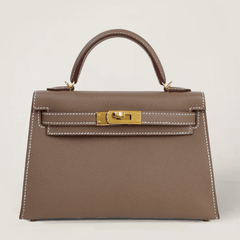 Arvelle Compact II Taupe Cross-Grain Calfskin Handbag - Arvelle Paris