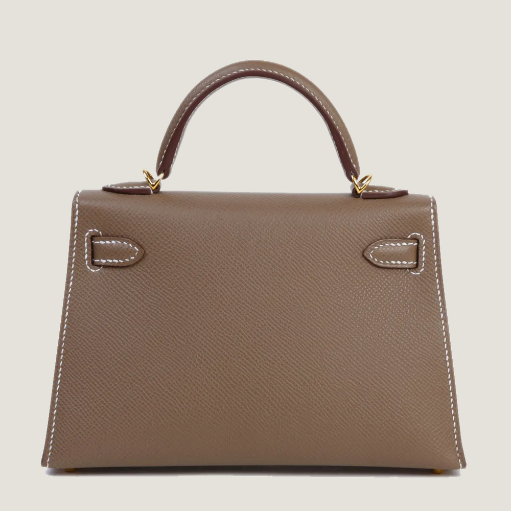 Arvelle Compact II Taupe Cross-Grain Calfskin Handbag - Arvelle Paris
