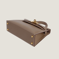 Arvelle Compact II Taupe Cross-Grain Calfskin Handbag - Arvelle Paris