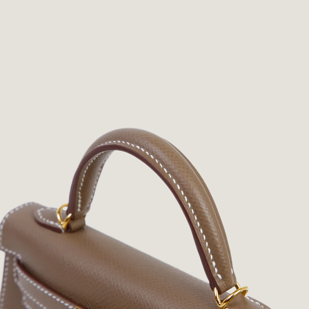 Arvelle Compact II Taupe Cross-Grain Calfskin Handbag - Arvelle Paris