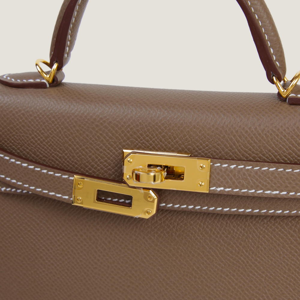 Arvelle Compact II Taupe Cross-Grain Calfskin Handbag - Arvelle Paris