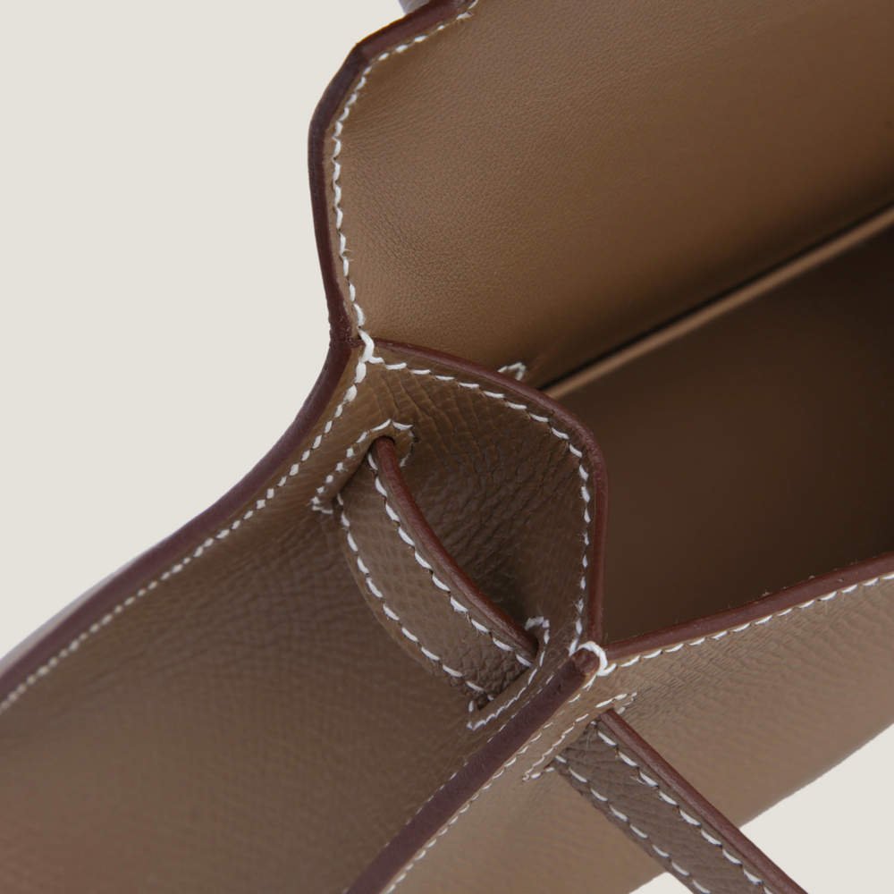 Arvelle Compact II Taupe Cross-Grain Calfskin Handbag - Arvelle Paris
