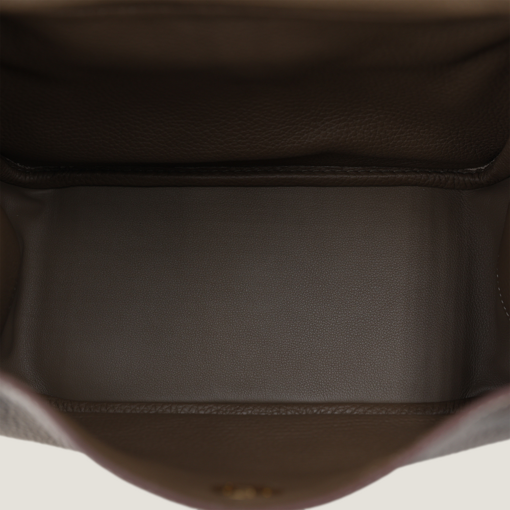 26cm Taupe Soft Grain Calfskin Handbag - Arvelle Paris