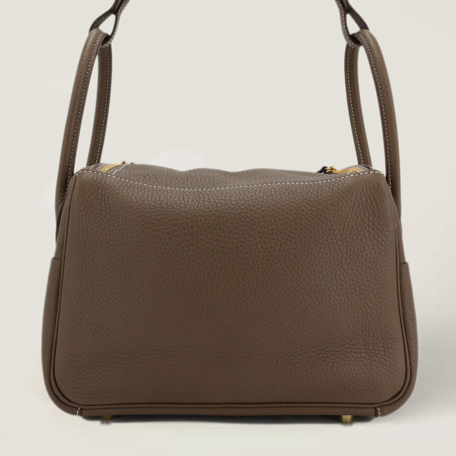 26cm Taupe Soft Grain Calfskin Handbag - Arvelle Paris