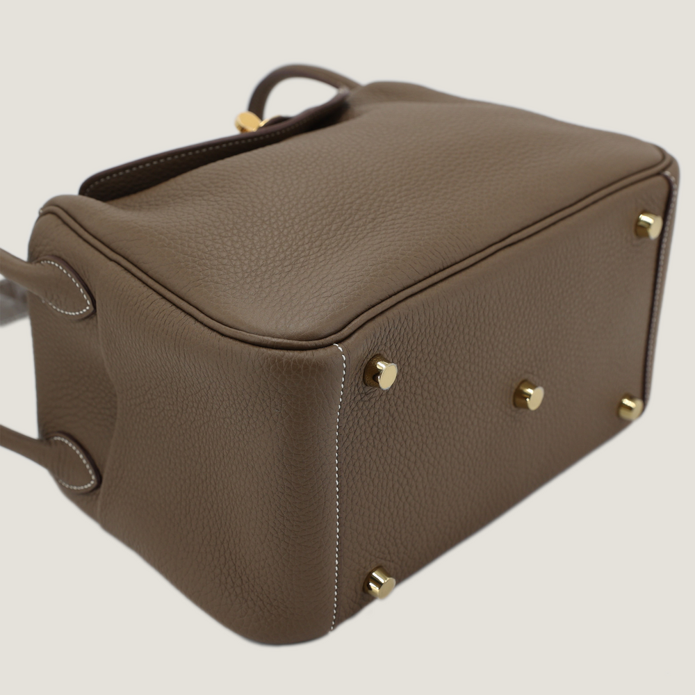 26cm Taupe Soft Grain Calfskin Handbag - Arvelle Paris
