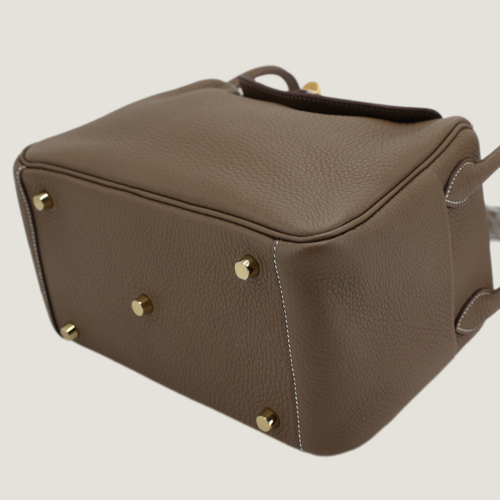 26cm Taupe Soft Grain Calfskin Handbag - Arvelle Paris