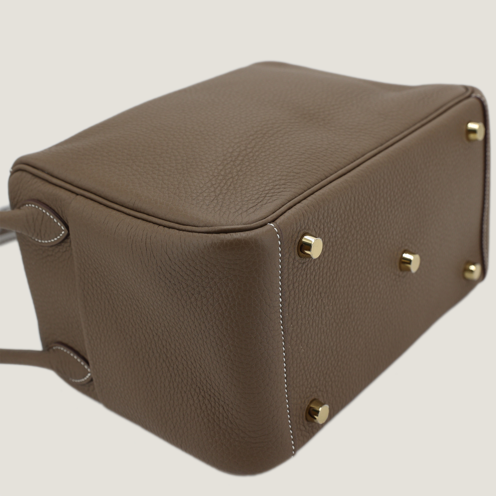 26cm Taupe Soft Grain Calfskin Handbag - Arvelle Paris
